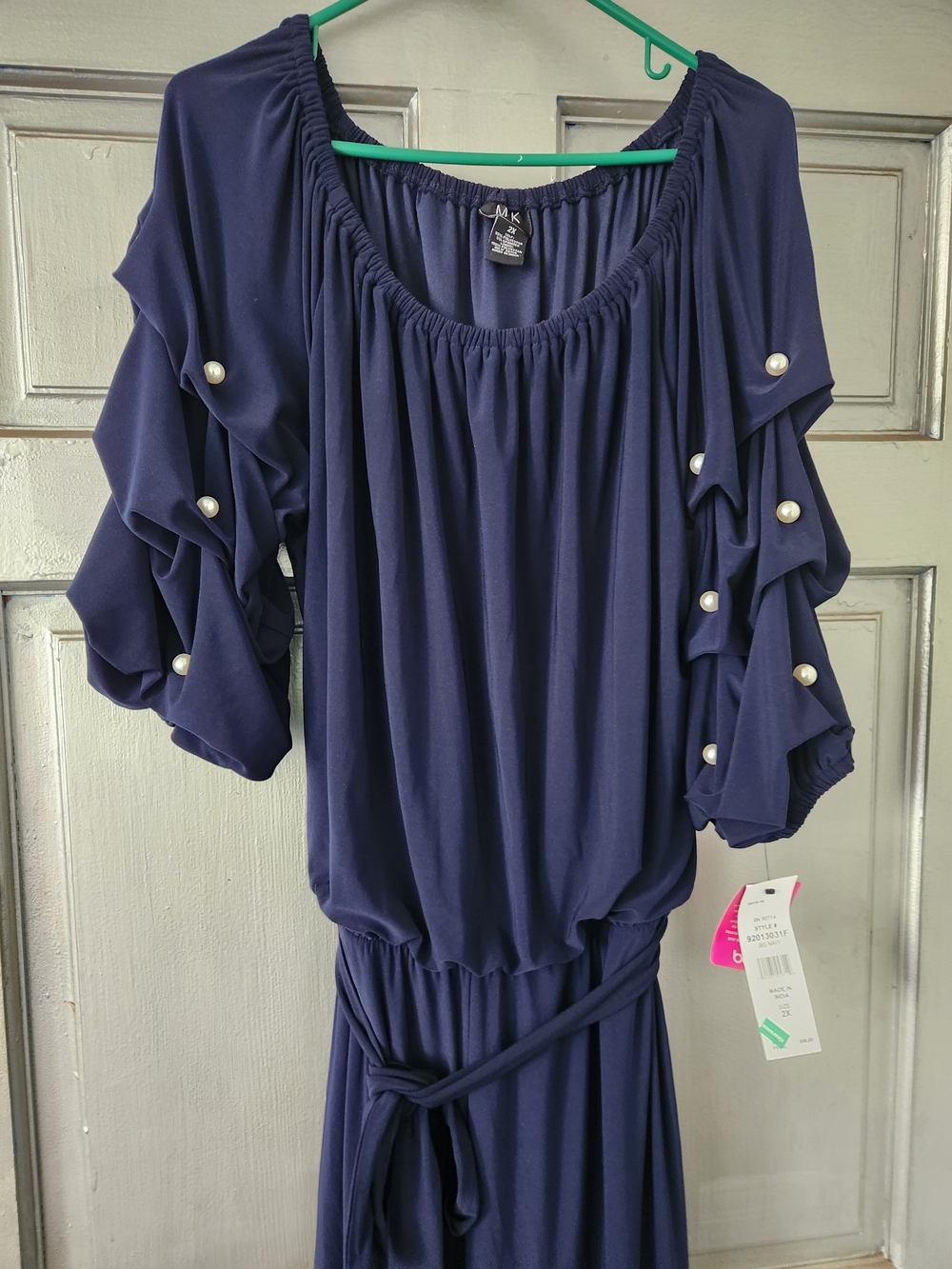 MSK Navy Blue Pearl-Accent Jumpsuit